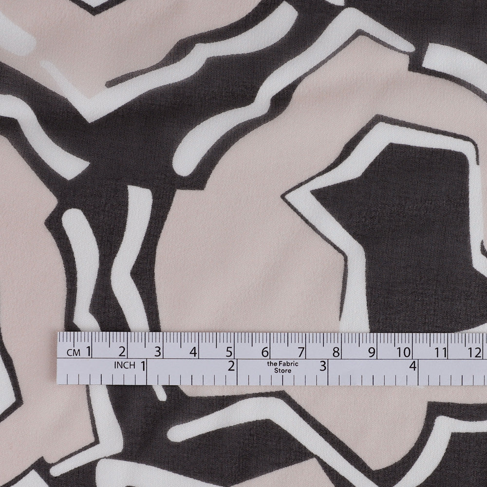 Abstract Anemone Silk Georgette - Black/Shell (Pieces) - Image 4