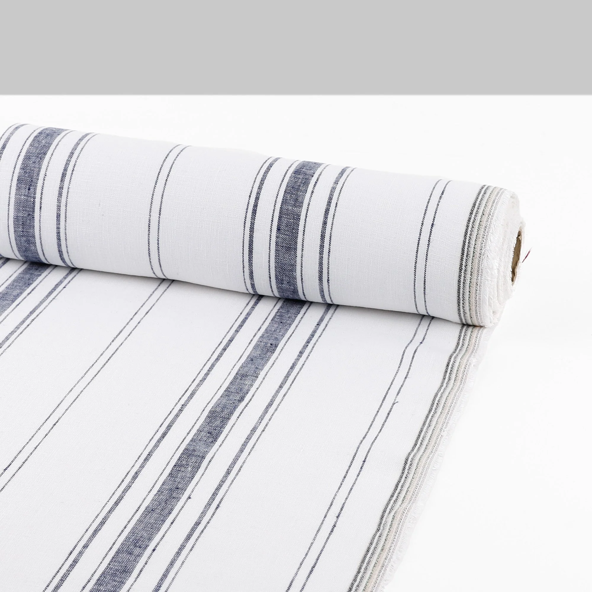 Awning Stripe Linen - White/Navy - Image 3