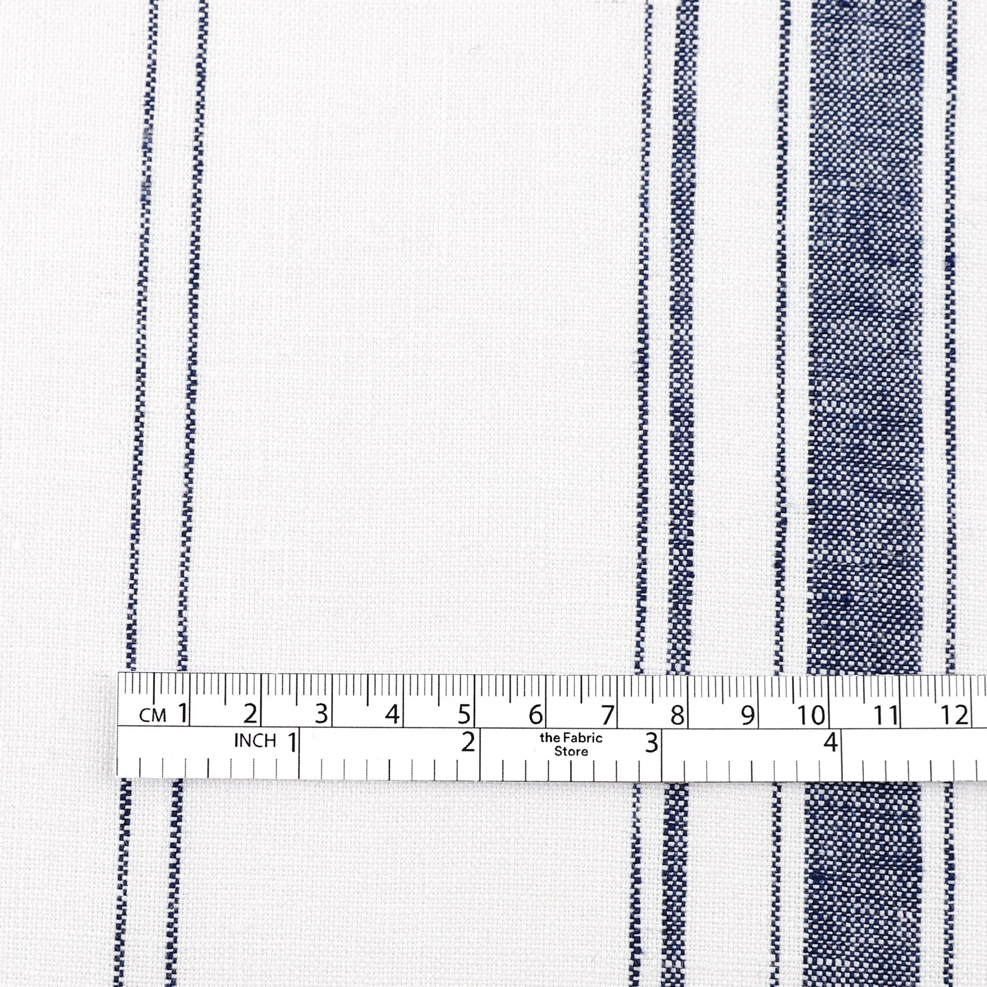 Awning Stripe Linen - White/Navy - Image 4