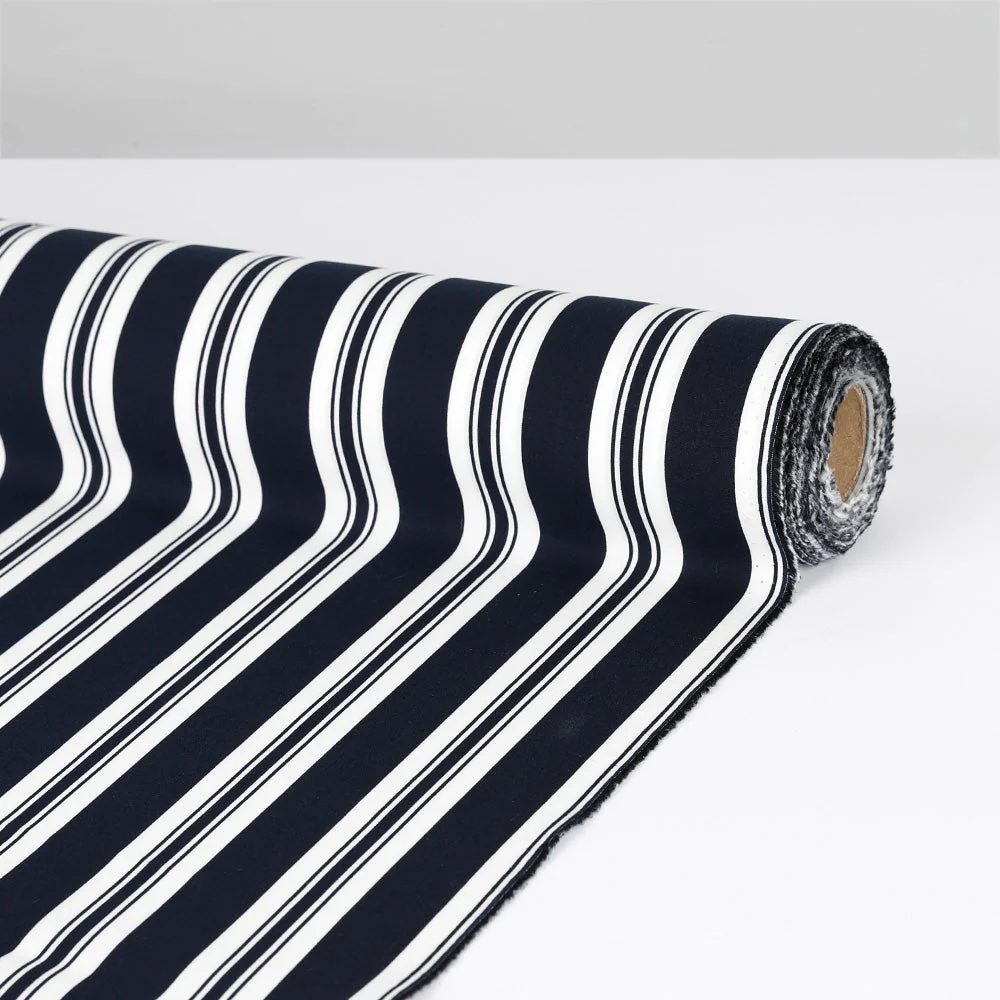 Awning Stripe Rayon Challis - Midnight - Image 3