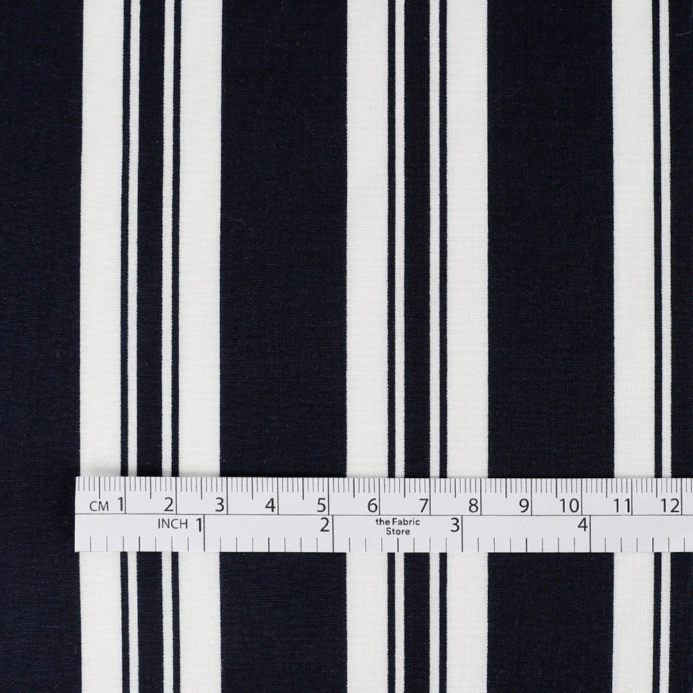 Awning Stripe Rayon Challis - Midnight - Image 4