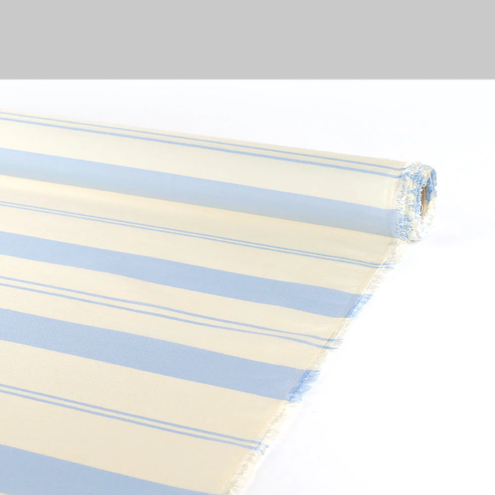 Awning Stripe Silk/Poly Shantung - Blue/Cream - Image 3