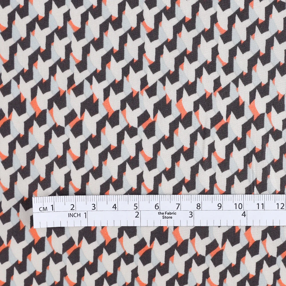 Geo Houndstooth Cotton Sateen - Ecru/Shark - Image 4