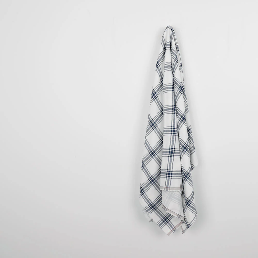 Backed Twill Check Cotton - Navy - Image 2