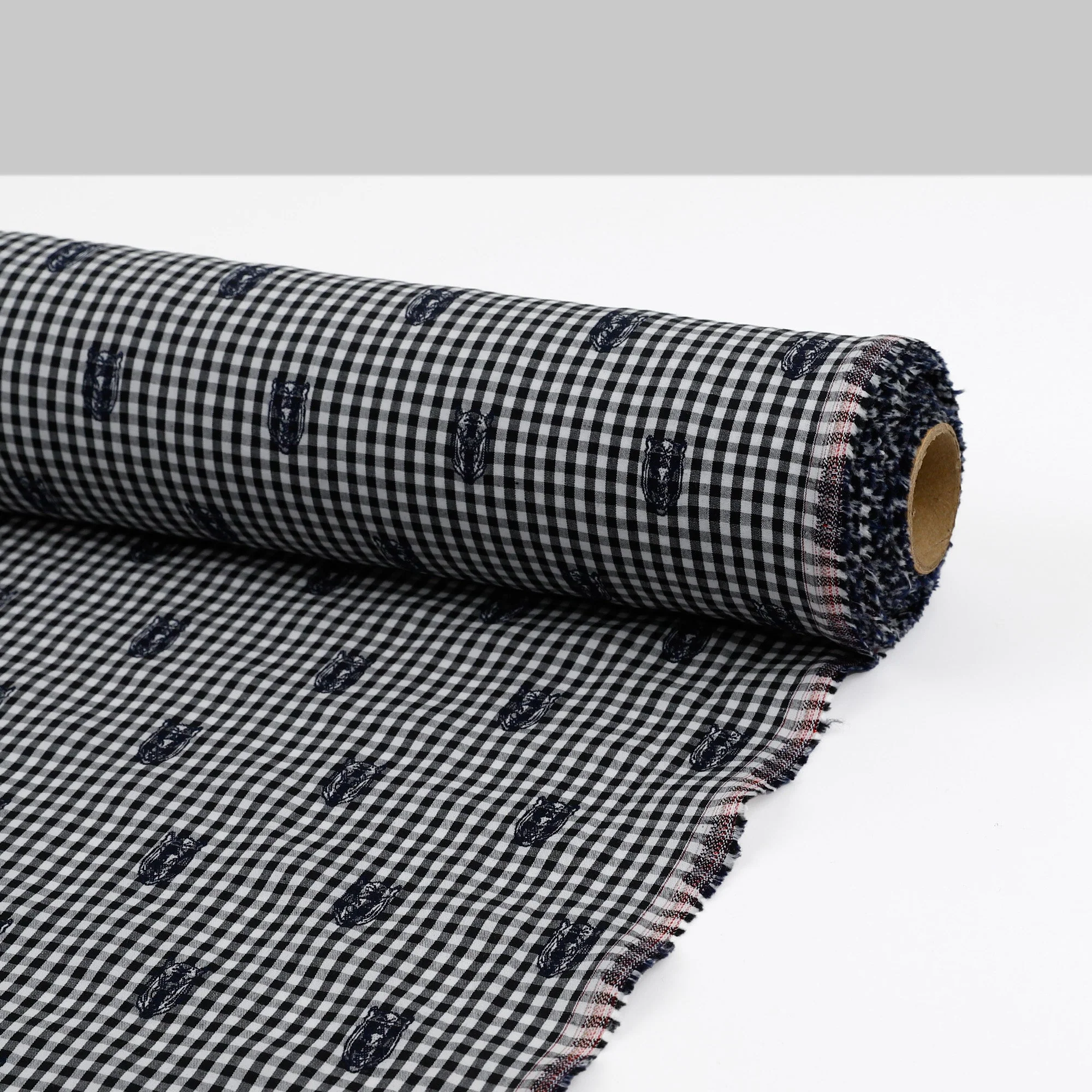 Bat Gingham Cotton - Black - Image 3