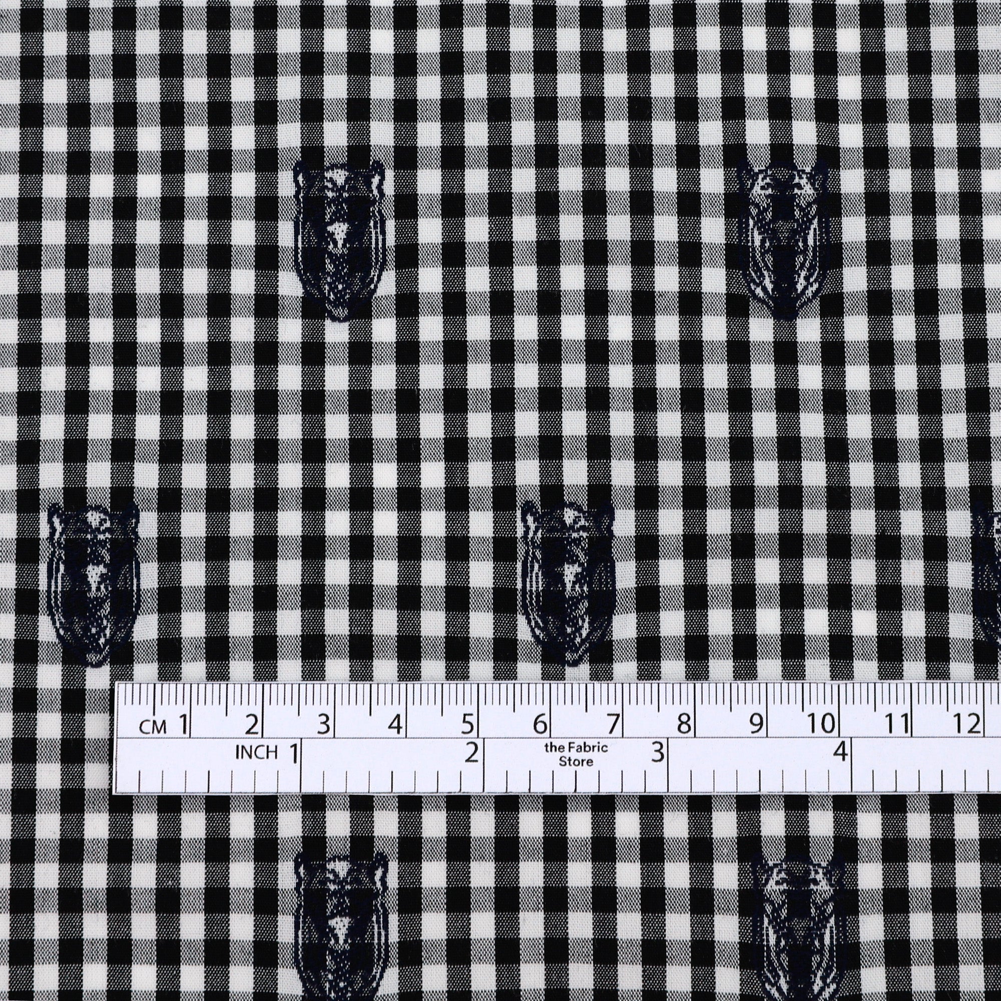Bat Gingham Cotton - Black - Image 4