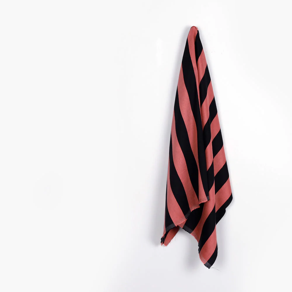 Bold Stripe Linen/Viscose - Coral - Image 2