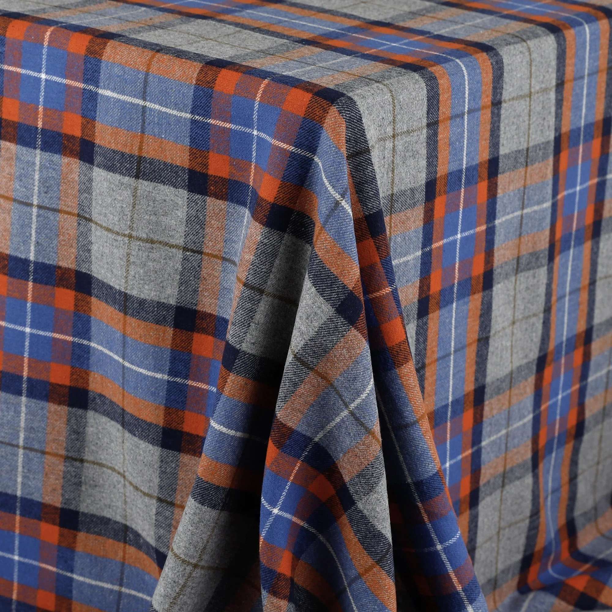 Brushed Cotton Twill Plaid - Blue/Orange - Image 2
