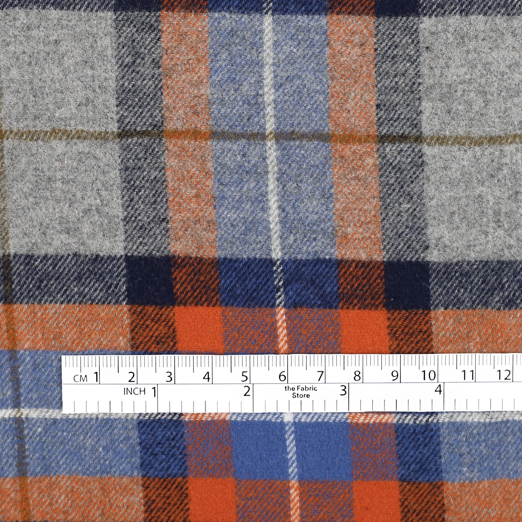 Brushed Cotton Twill Plaid - Blue/Orange - Image 4