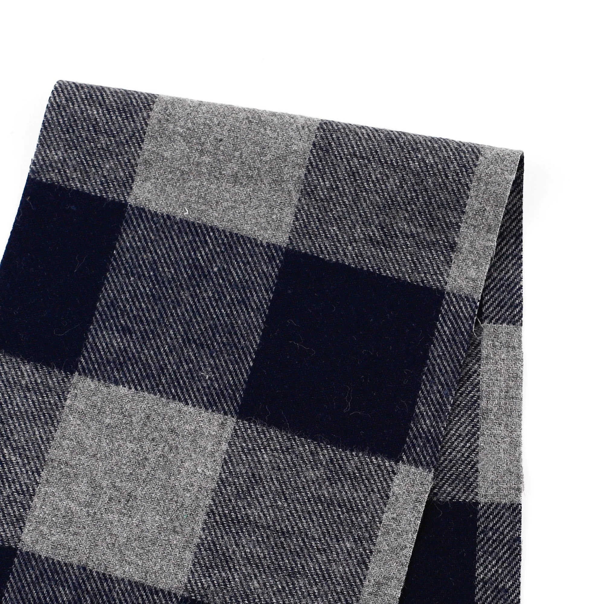 Buffalo Check Brushed Cotton Twill - Navy/Grey