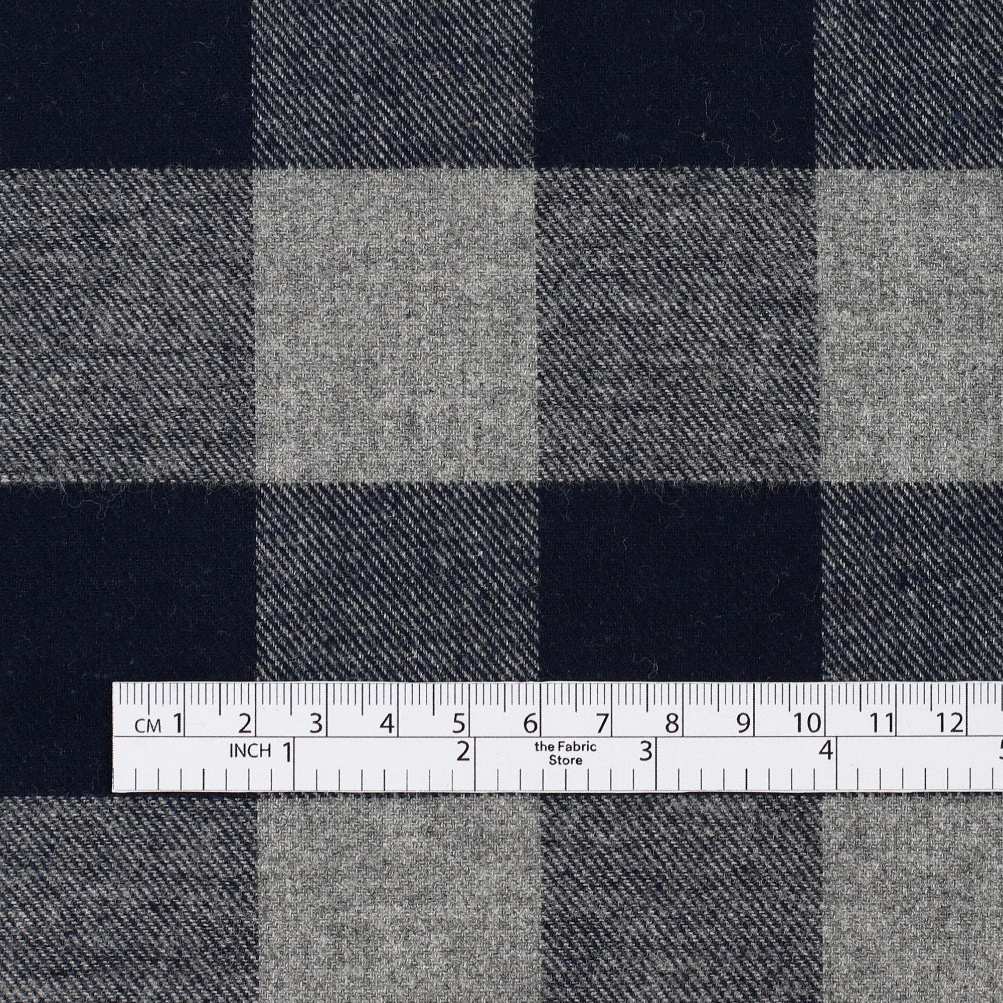 Buffalo Check Brushed Cotton Twill - Navy/Grey - Image 4
