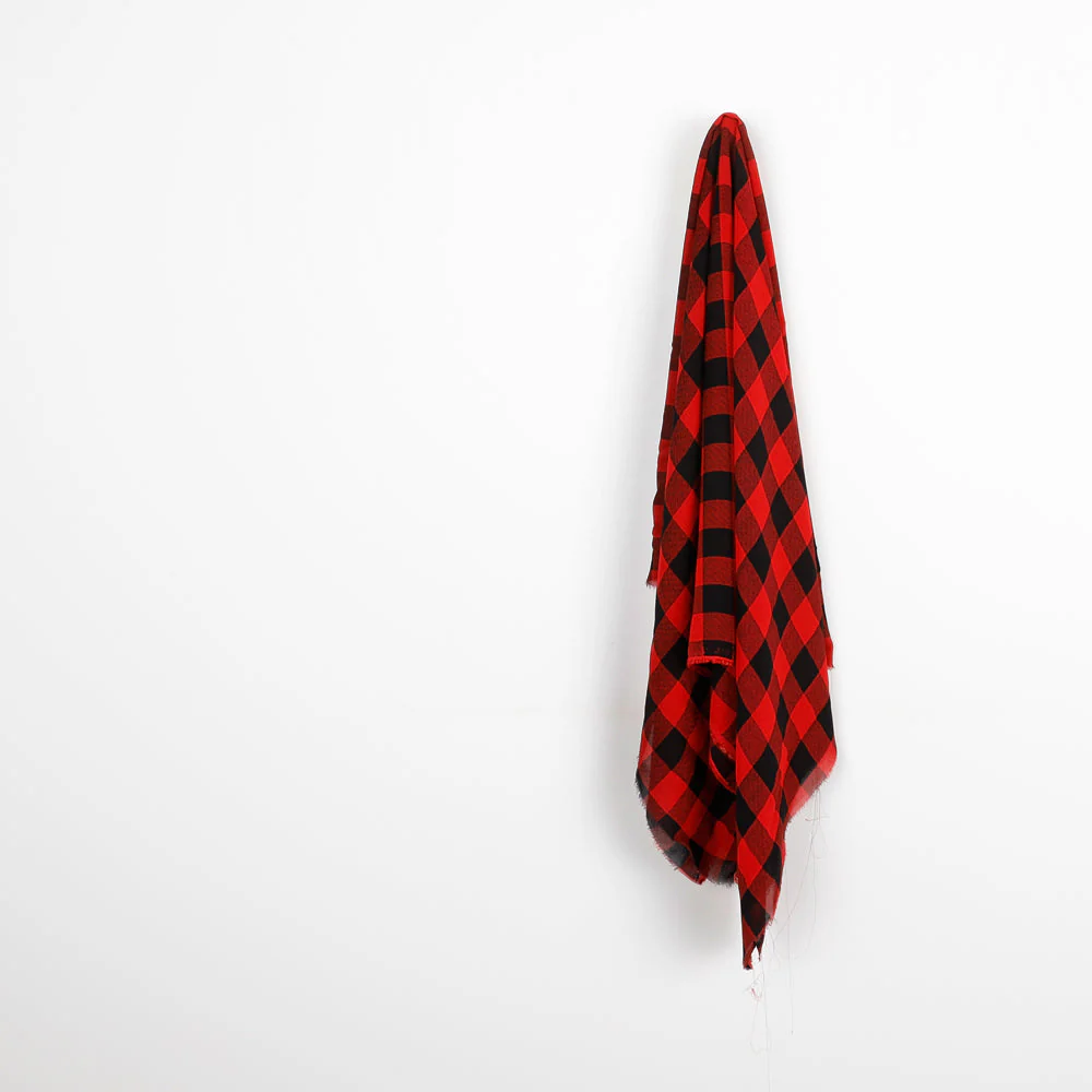 Buffalo Check Viscose Georgette - Red/Black - Image 2