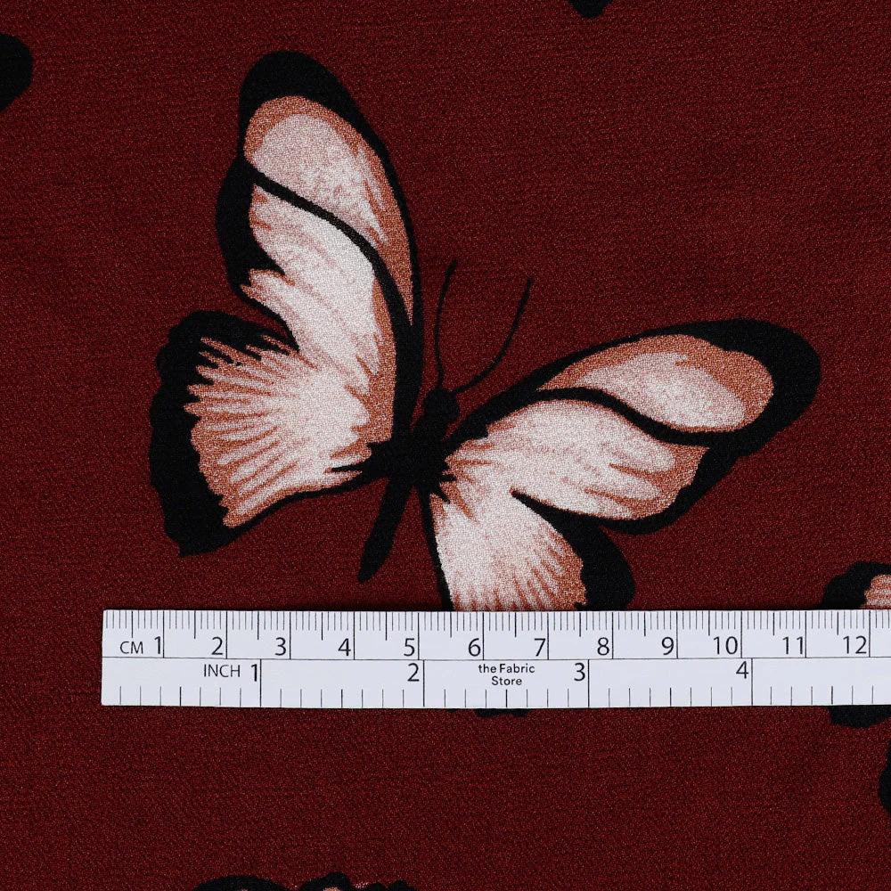 Butterfly Viscose Georgette - Wine - Image 4