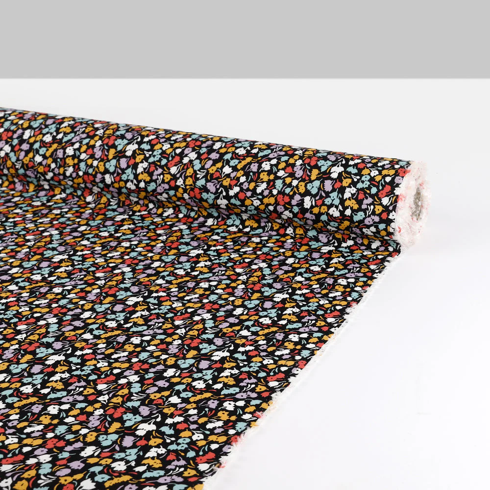 Canterbury Bells Viscose/Rayon Crepe - Black Multi - Image 3