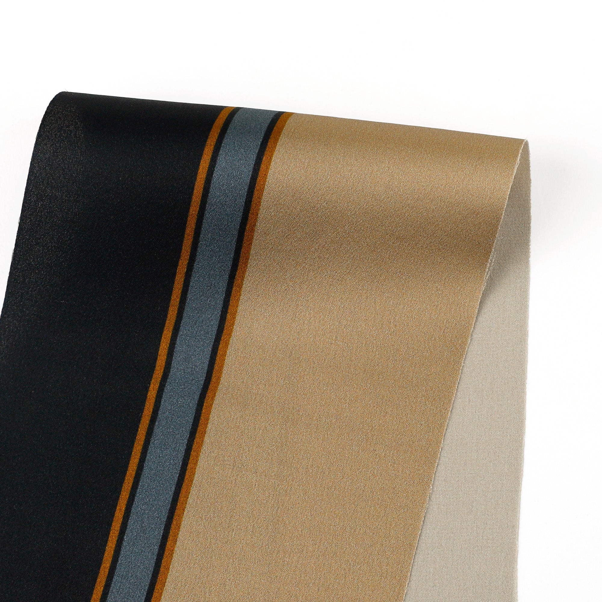 Cello Stripe Silk Satin - Navy/Bronze