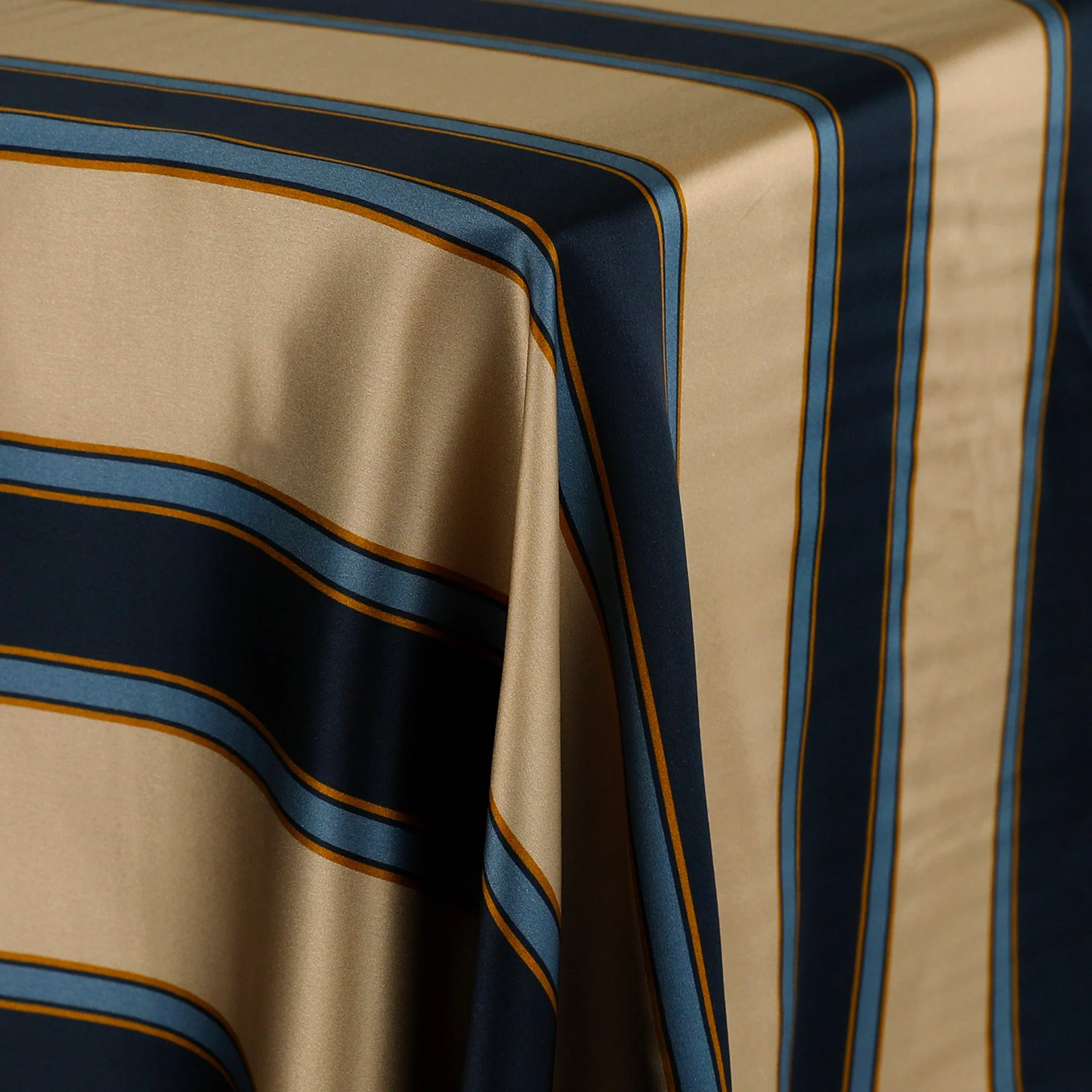 Cello Stripe Silk Satin - Navy/Bronze - Image 2
