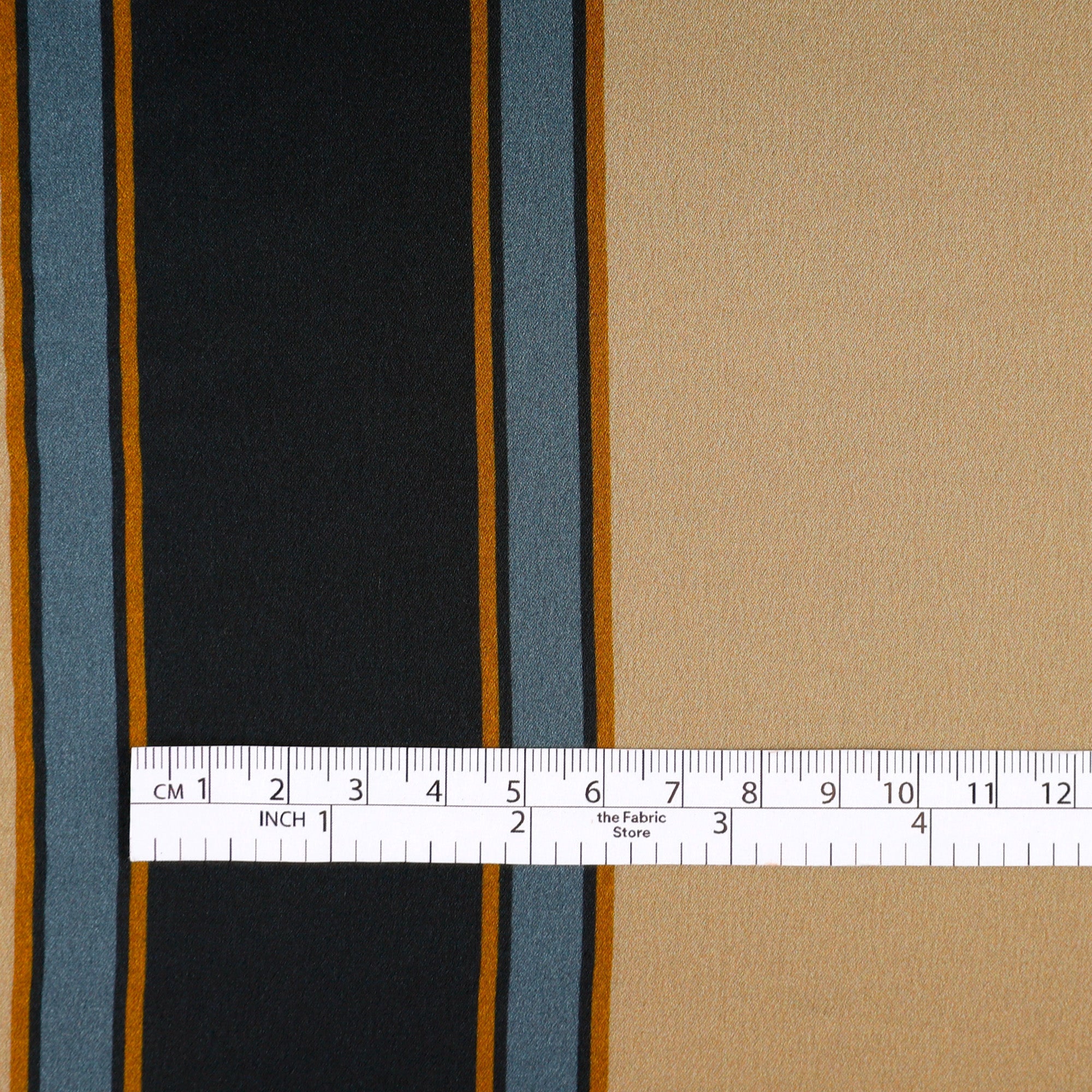 Cello Stripe Silk Satin - Navy/Bronze - Image 4