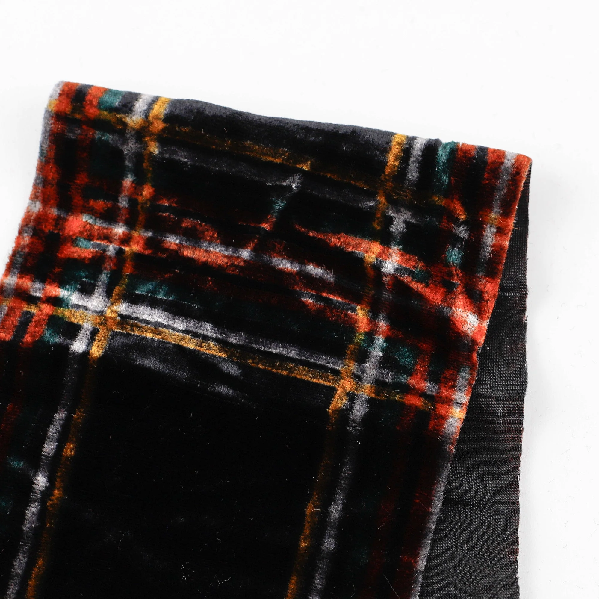 Check Rayon/Poly Velvet - Black Primary