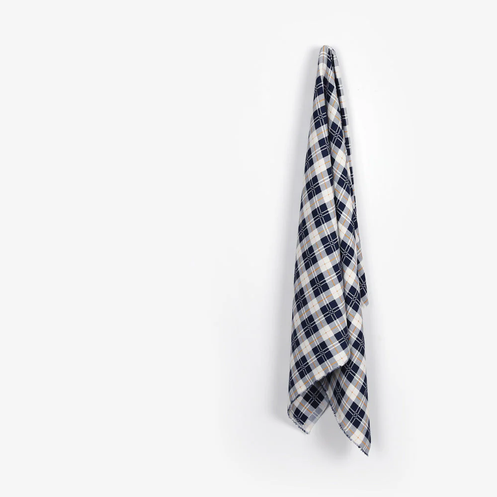 Plaid Viscose/Rayon Crepe - Ink/Ivory - Image 2