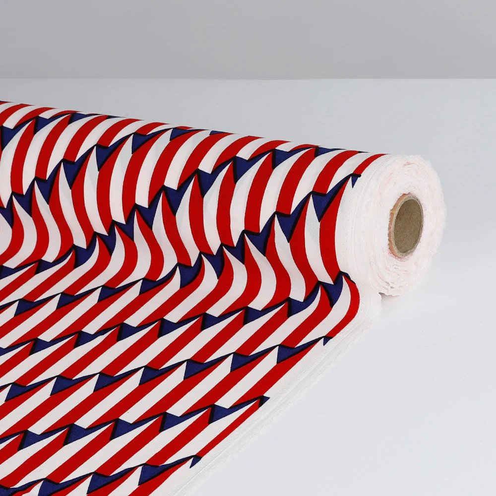 Circus Geo Stripe Crepe - Red - Image 3