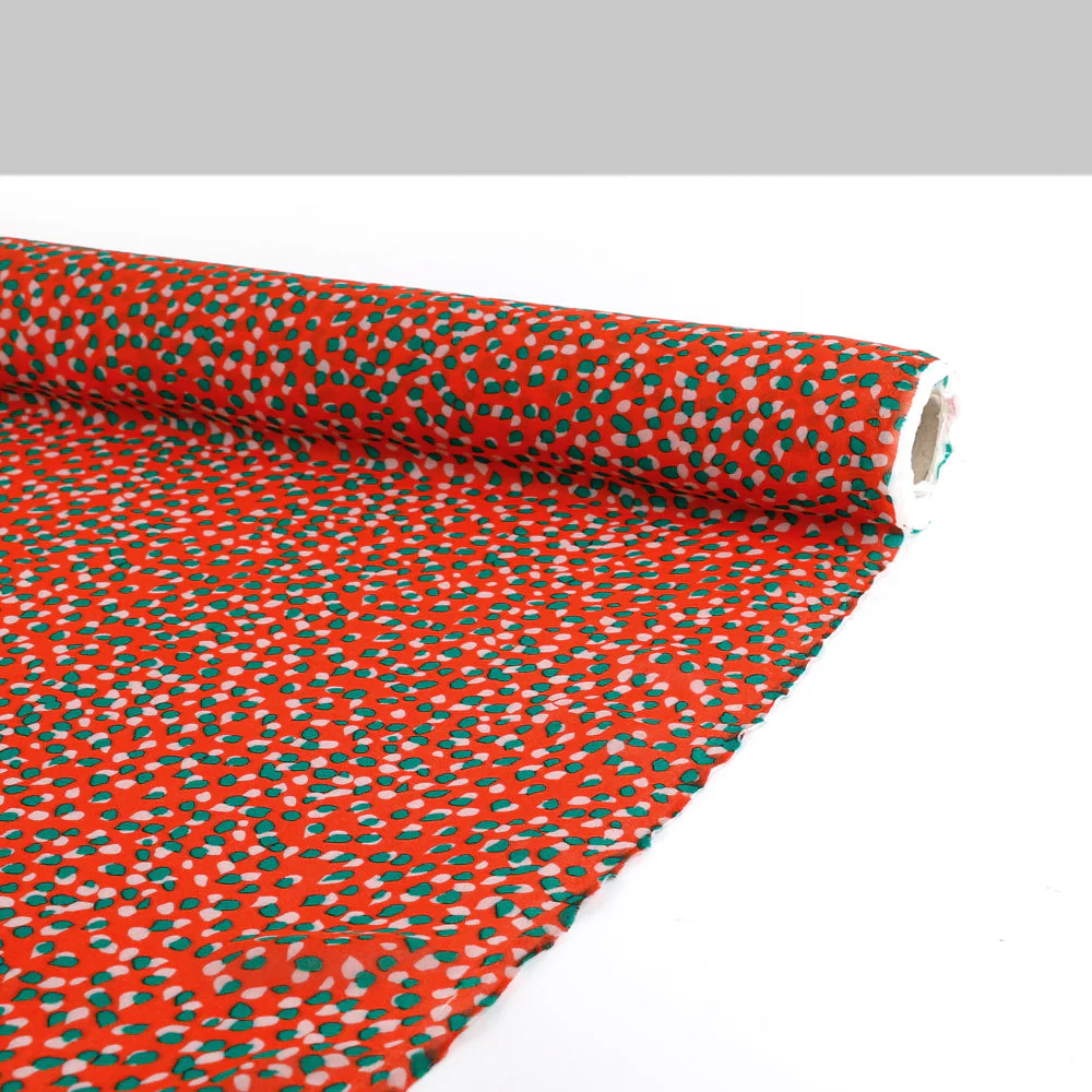 Confetti Viscose Georgette - Chili/Green - Image 3