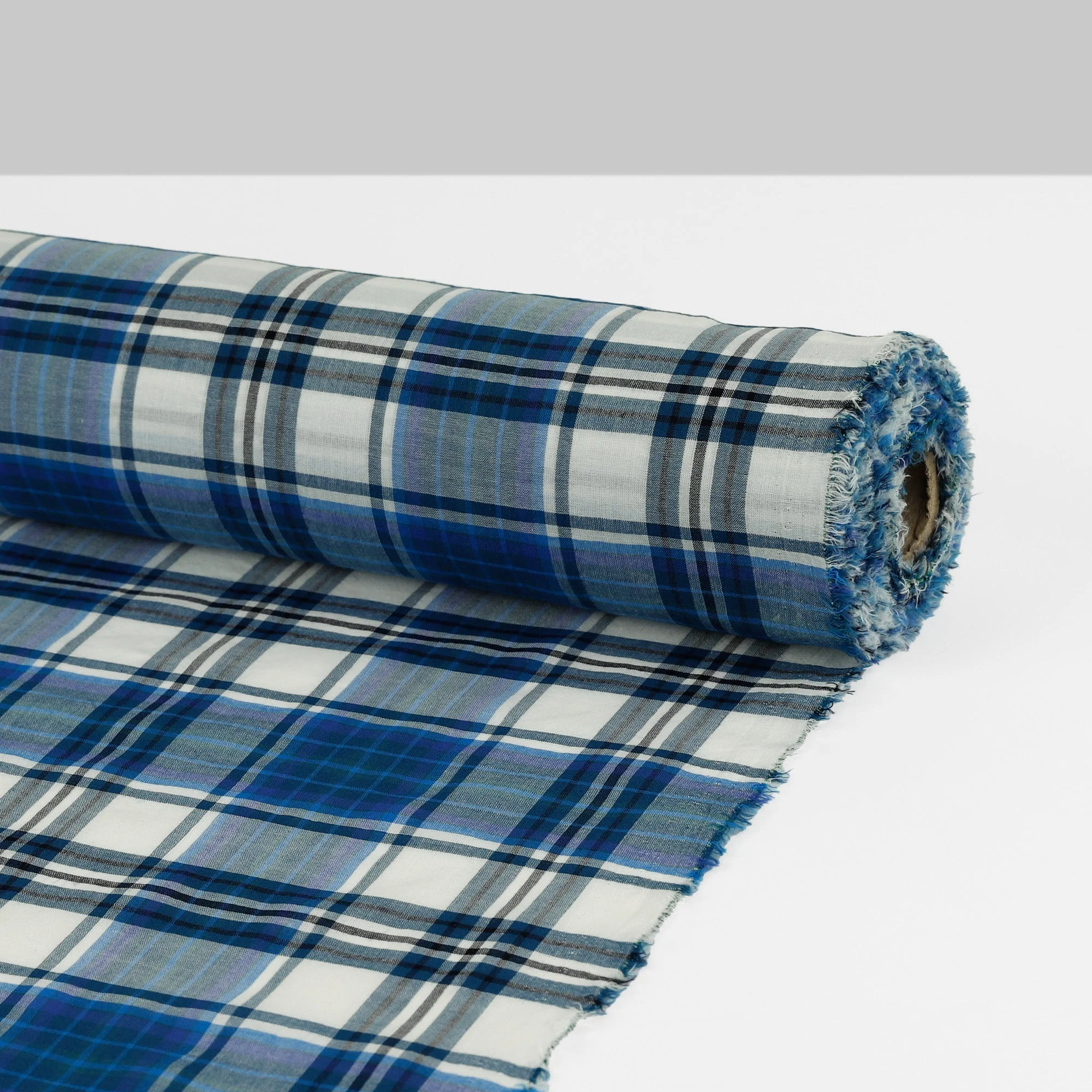 Crumpled Plaid Cotton - Blue - Image 3