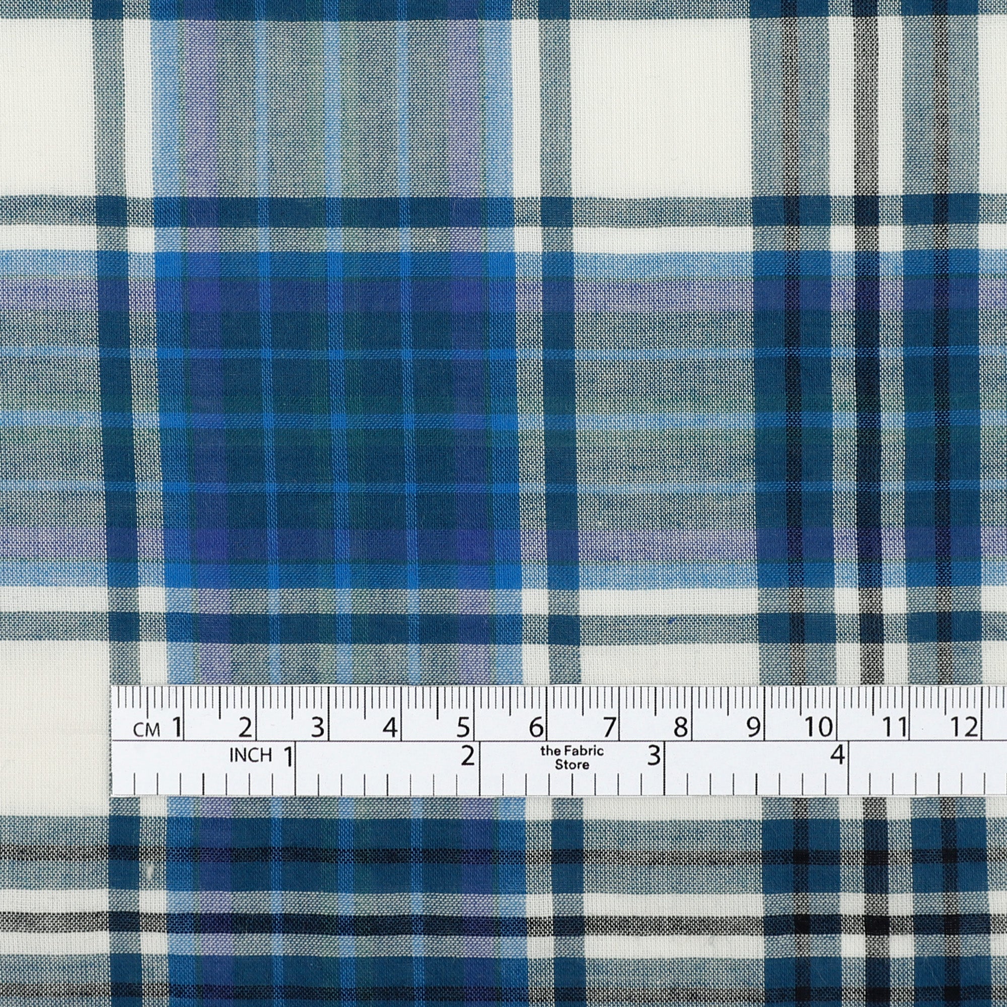 Crumpled Plaid Cotton - Blue - Image 4