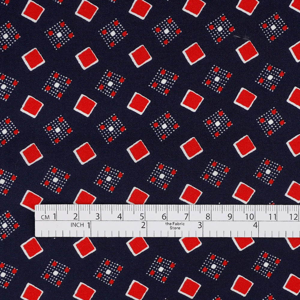 Dancing Squares Cupro/Cotton - Navy - Image 4