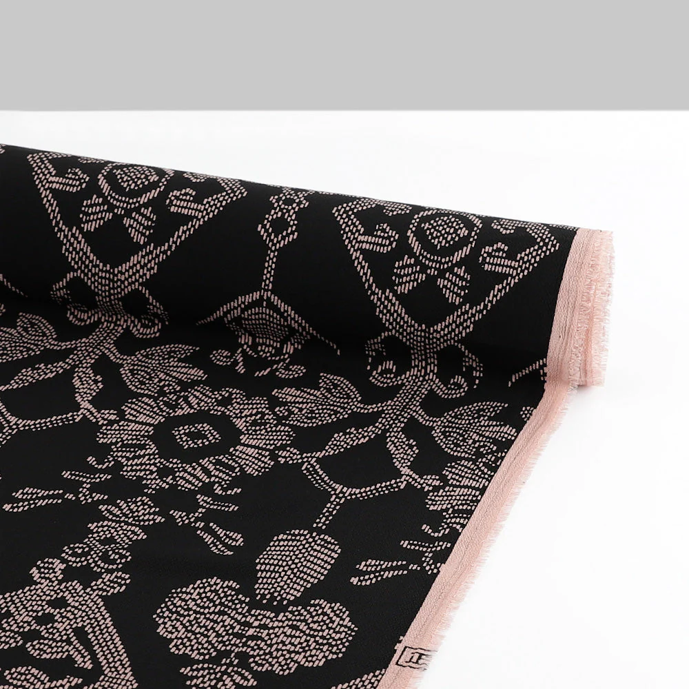 Dotty Line Poly Crepe - Black/Taupe - Image 3