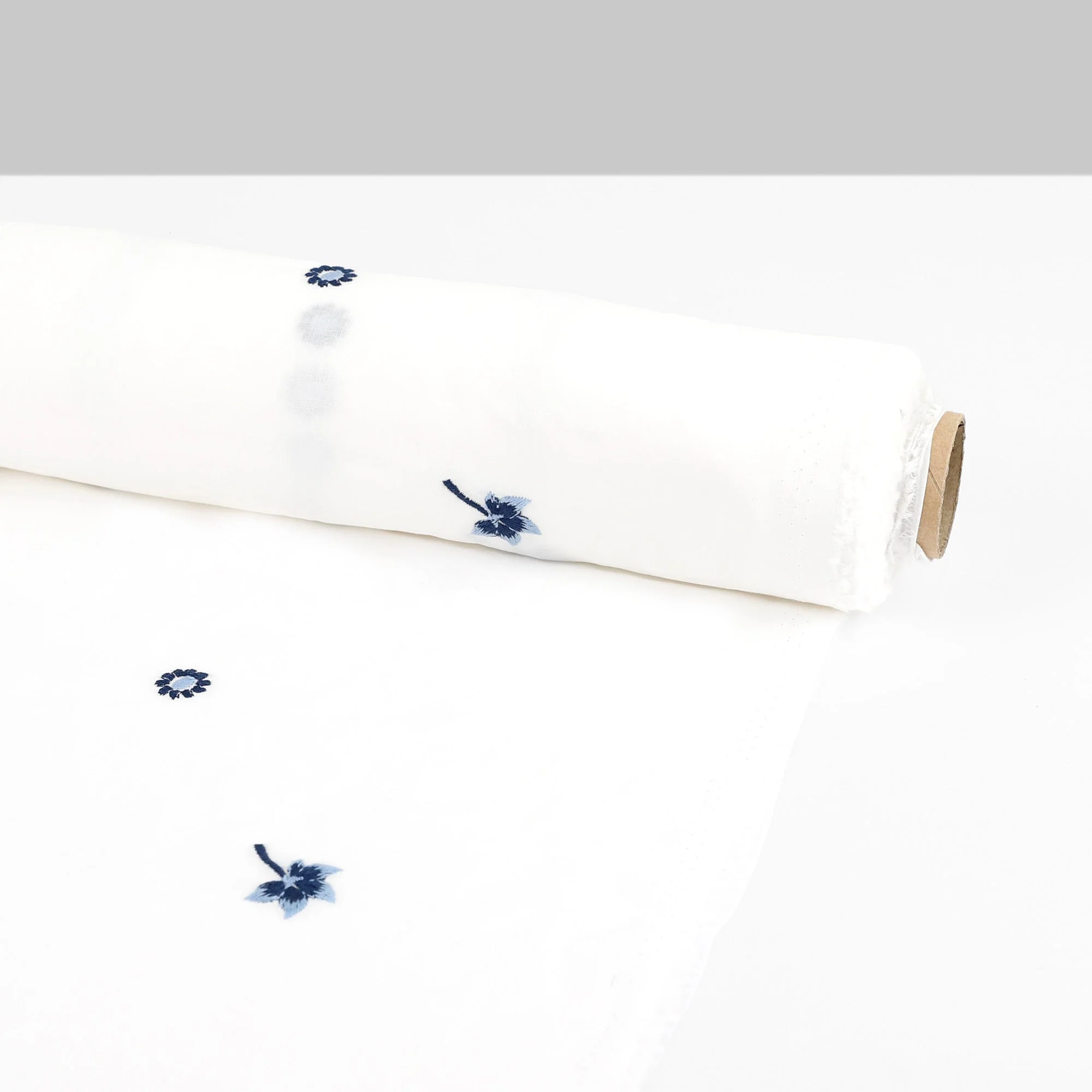 Embroidered Flower Dot Cotton - White - Image 4
