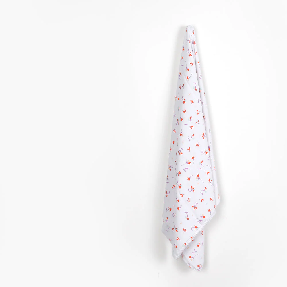 Scattered Tulips Rayon Crepe - Cool White - Image 2