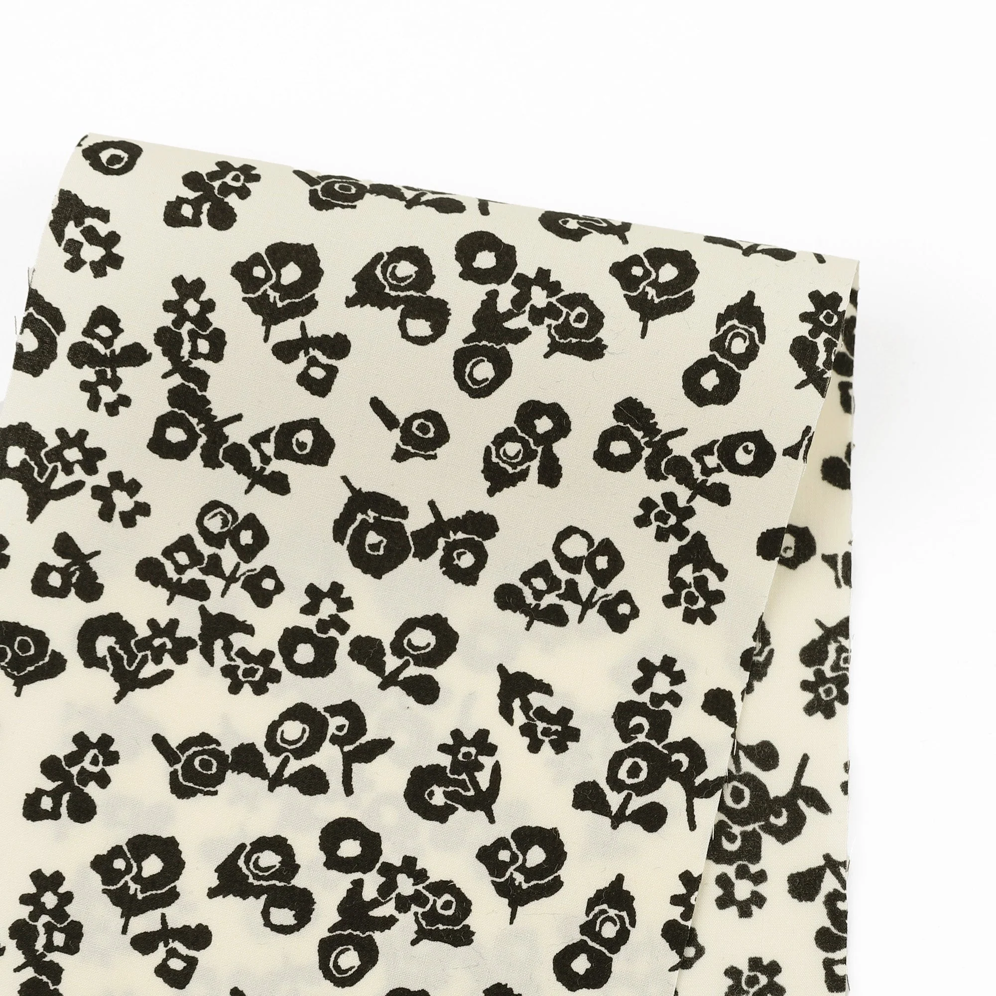 Fifties Flower Poplin - Cream/Black