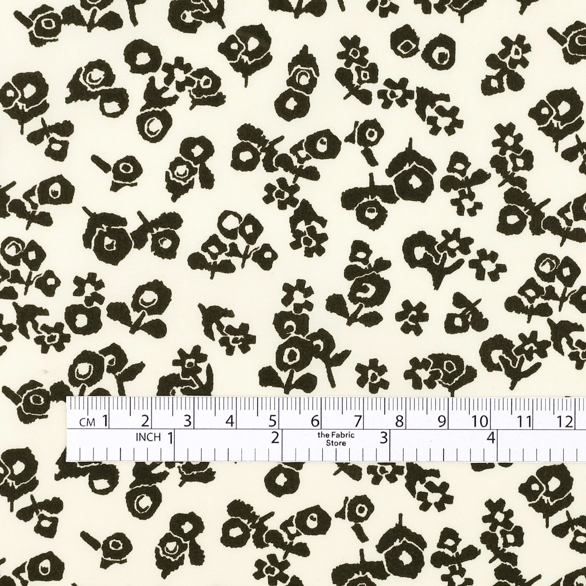 Fifties Flower Poplin - Cream/Black - Image 3