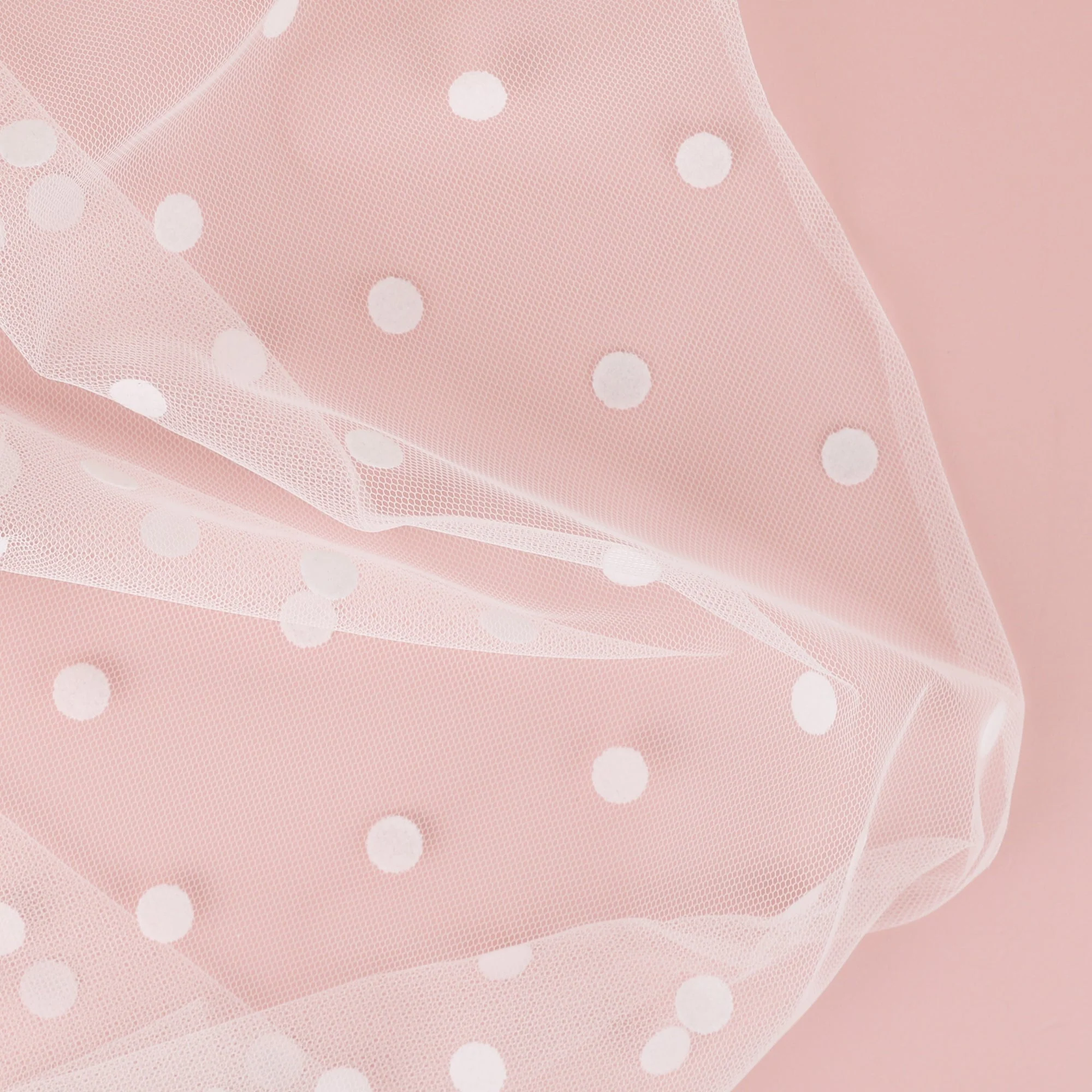 Flocked Dot Tulle - Ivory - Image 2