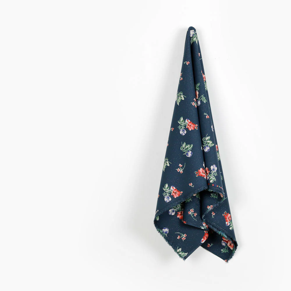 Garden Sprigs Sparkle Pinstripe Cotton - Steel Blue - Image 2
