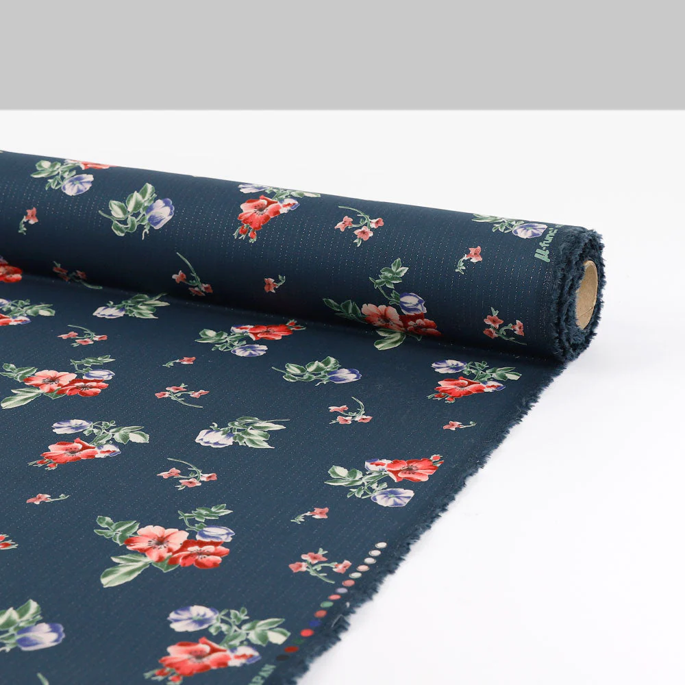 Garden Sprigs Sparkle Pinstripe Cotton - Steel Blue - Image 3