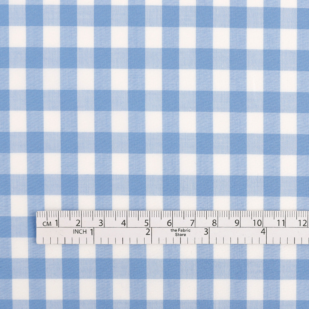 Gingham Cotton Poplin - Sky - Image 4