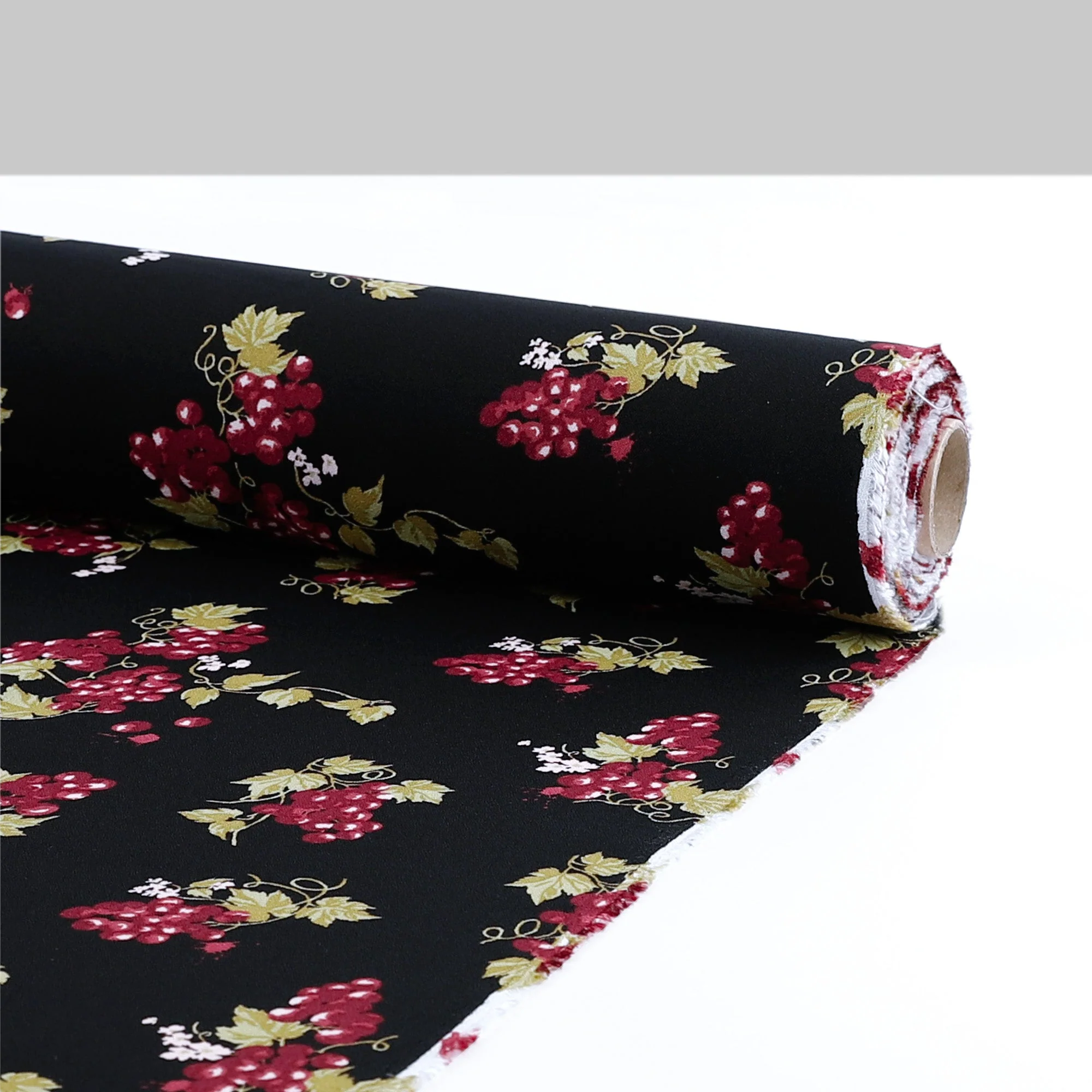 Grape Vine Viscose/Rayon Crepe - Black - Image 3