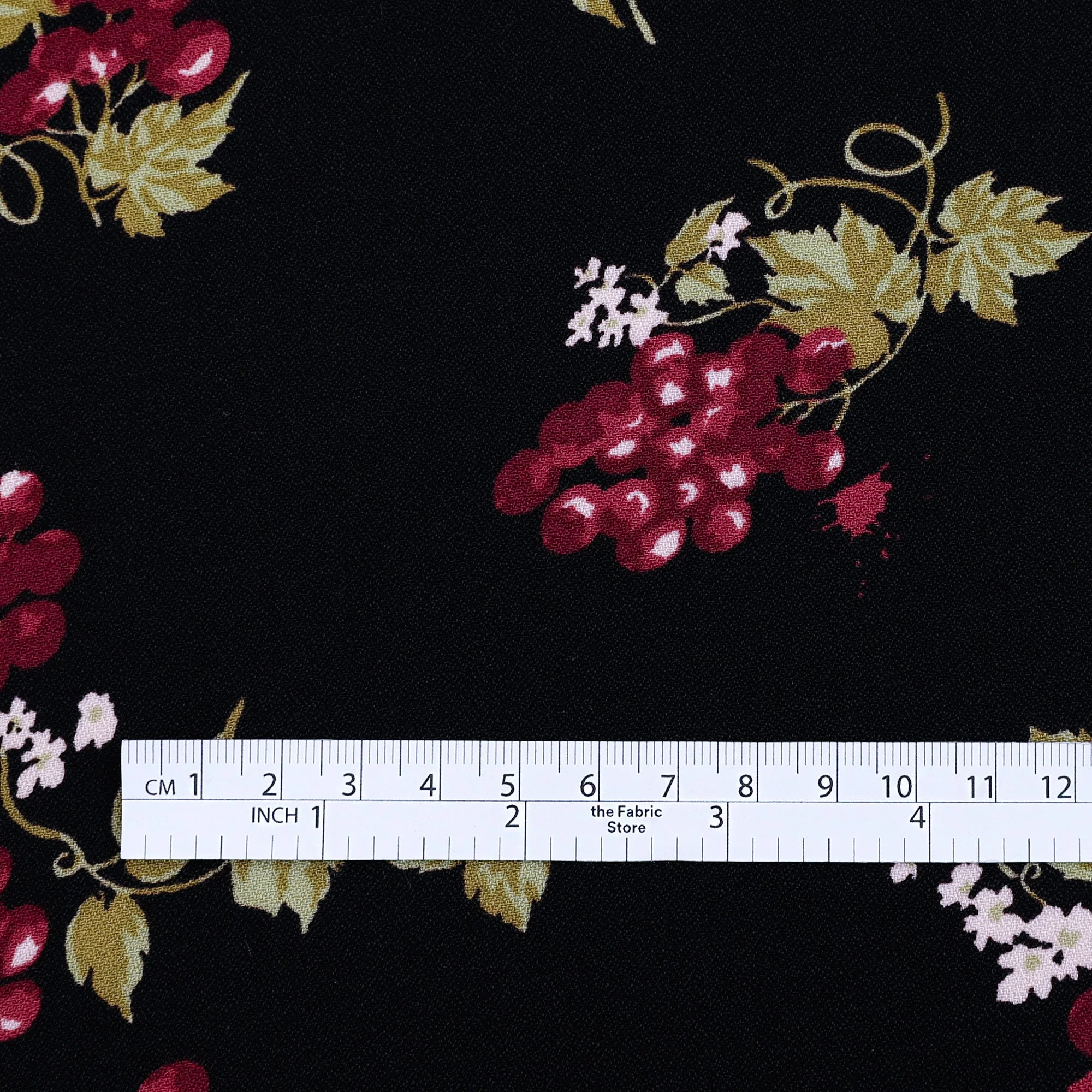 Grape Vine Viscose/Rayon Crepe - Black - Image 4