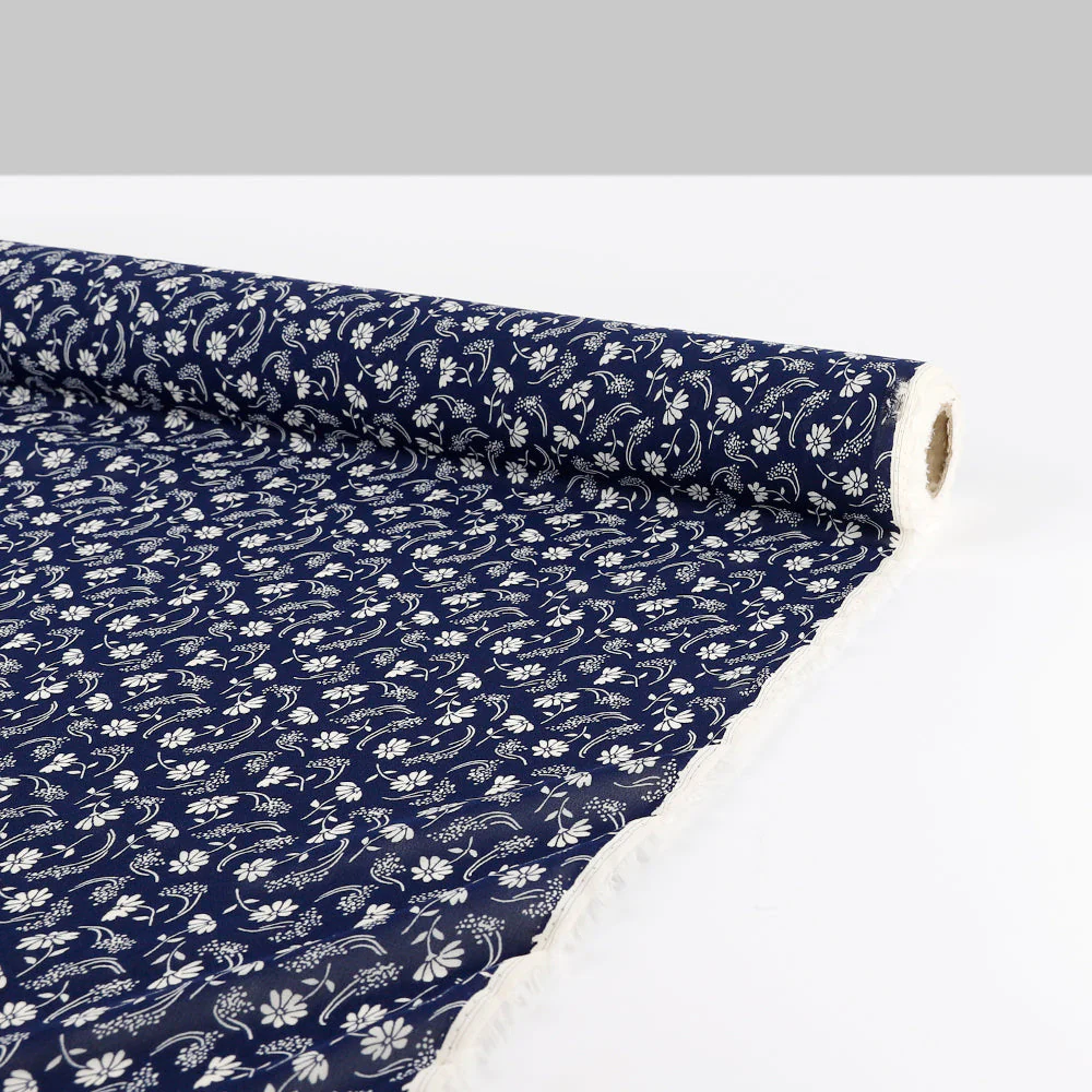Gypsophila Daisy Viscose Georgette - Navy - Image 3