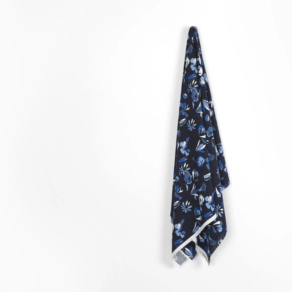 Hand-drawn Iris Viscose Challis - Midnight - Image 2