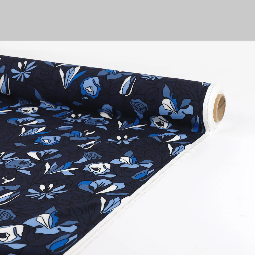 Hand-drawn Iris Viscose Challis - Midnight - Image 3