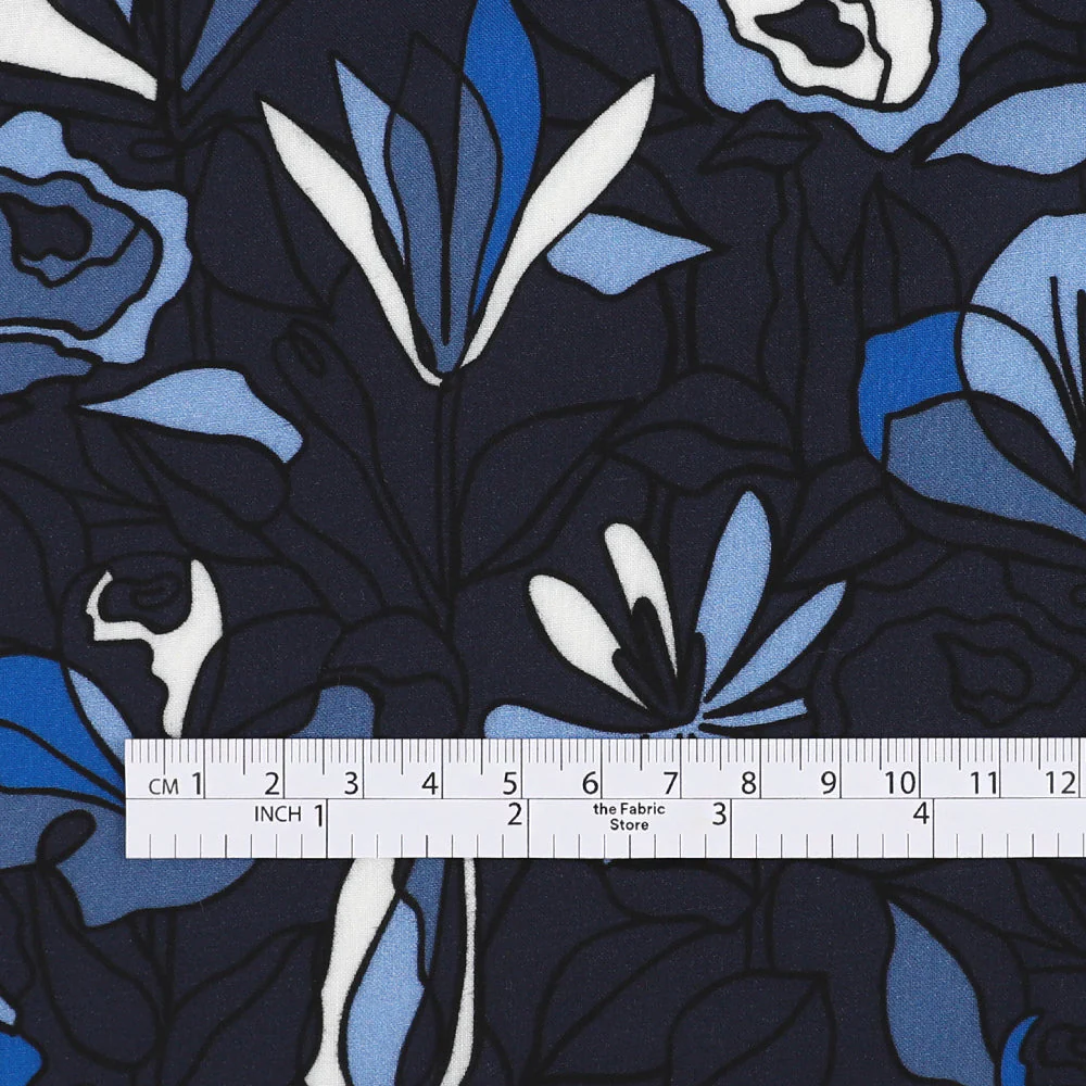 Hand-drawn Iris Viscose Challis - Midnight - Image 4