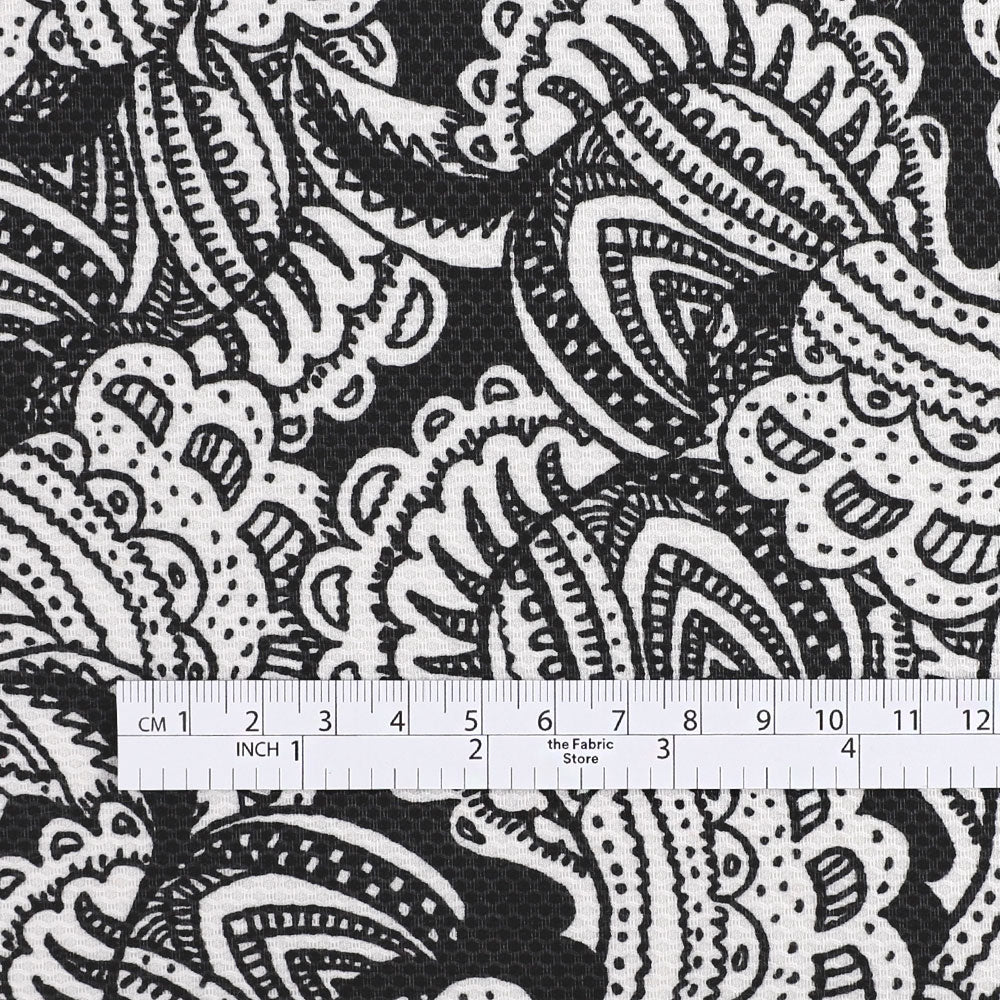 Handdrawn Doodle Textured Cotton - Black - Image 4