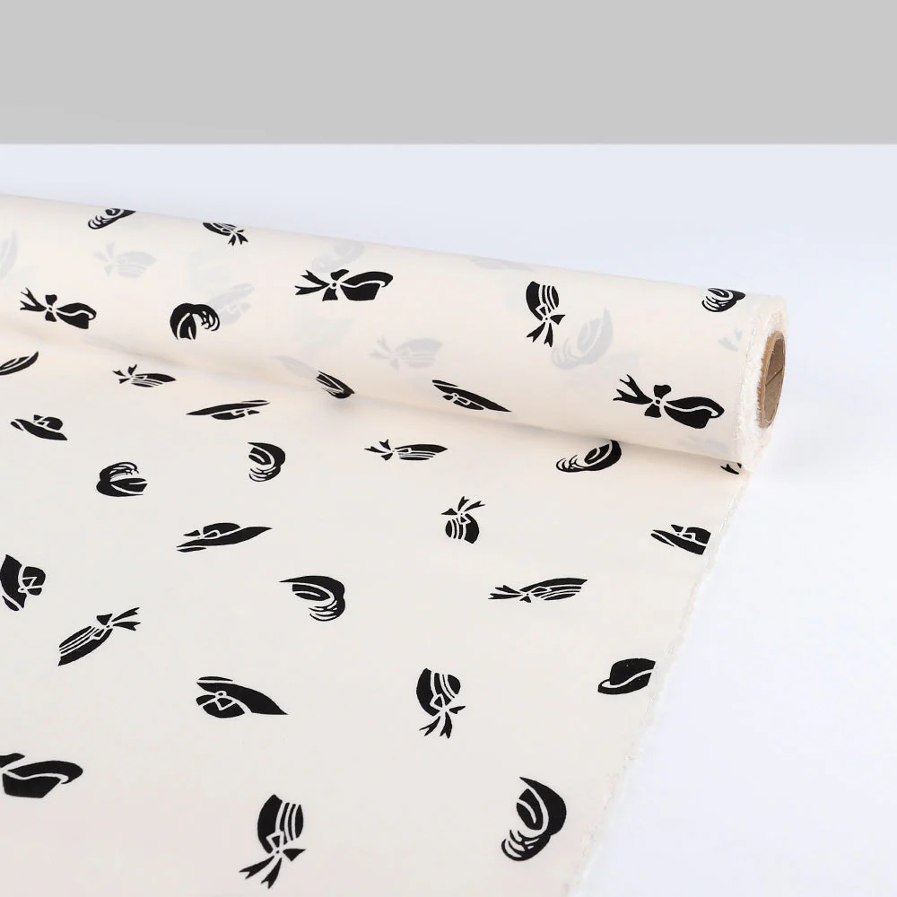 Hat Print Cotton/Rayon - Ivory - Image 3