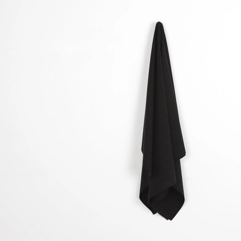 Herringbone Pinstripe Stretch Poly Suiting - Black - Image 2
