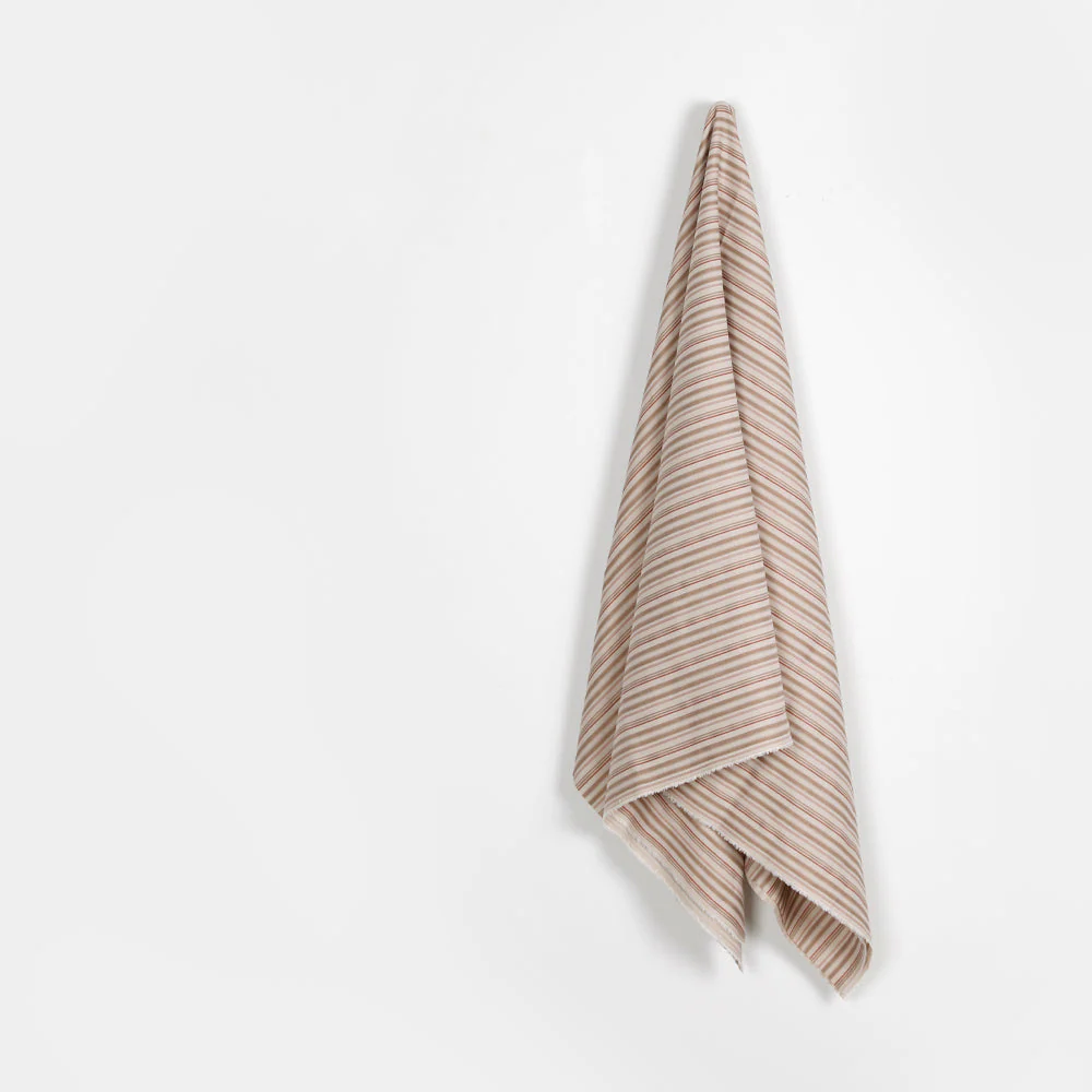 Herringbone Stripe Cotton/Triacetate - Fawn Mix - Image 2