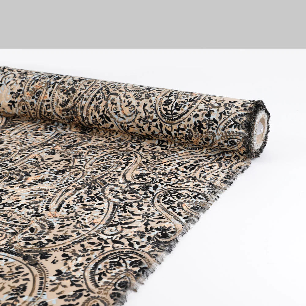 Layered Paisley Double Georgette - Buff - Image 2