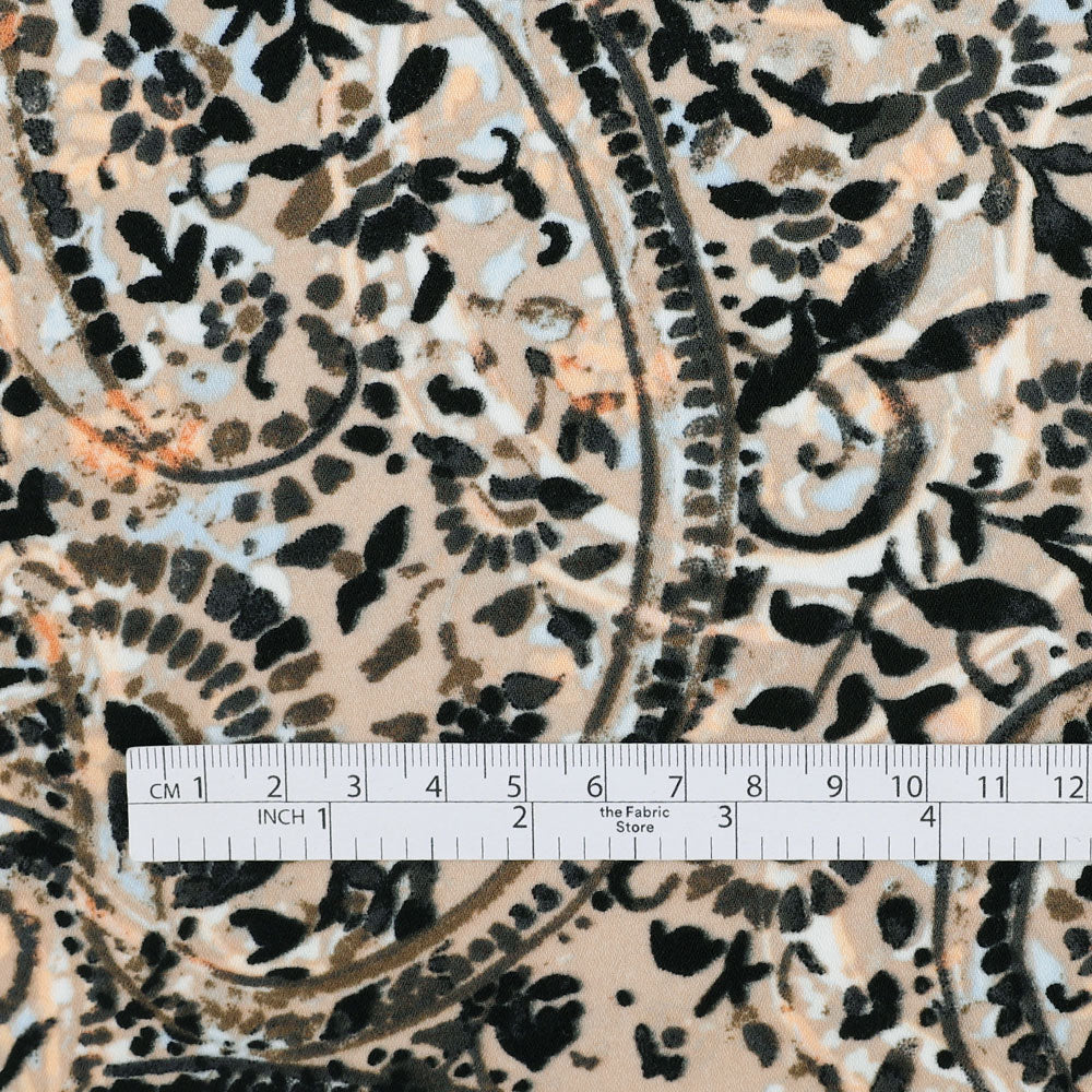 Layered Paisley Double Georgette - Buff - Image 3