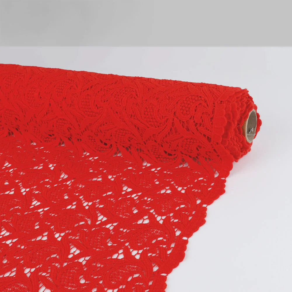 Guipure Cotton Lace - Red - Image 3